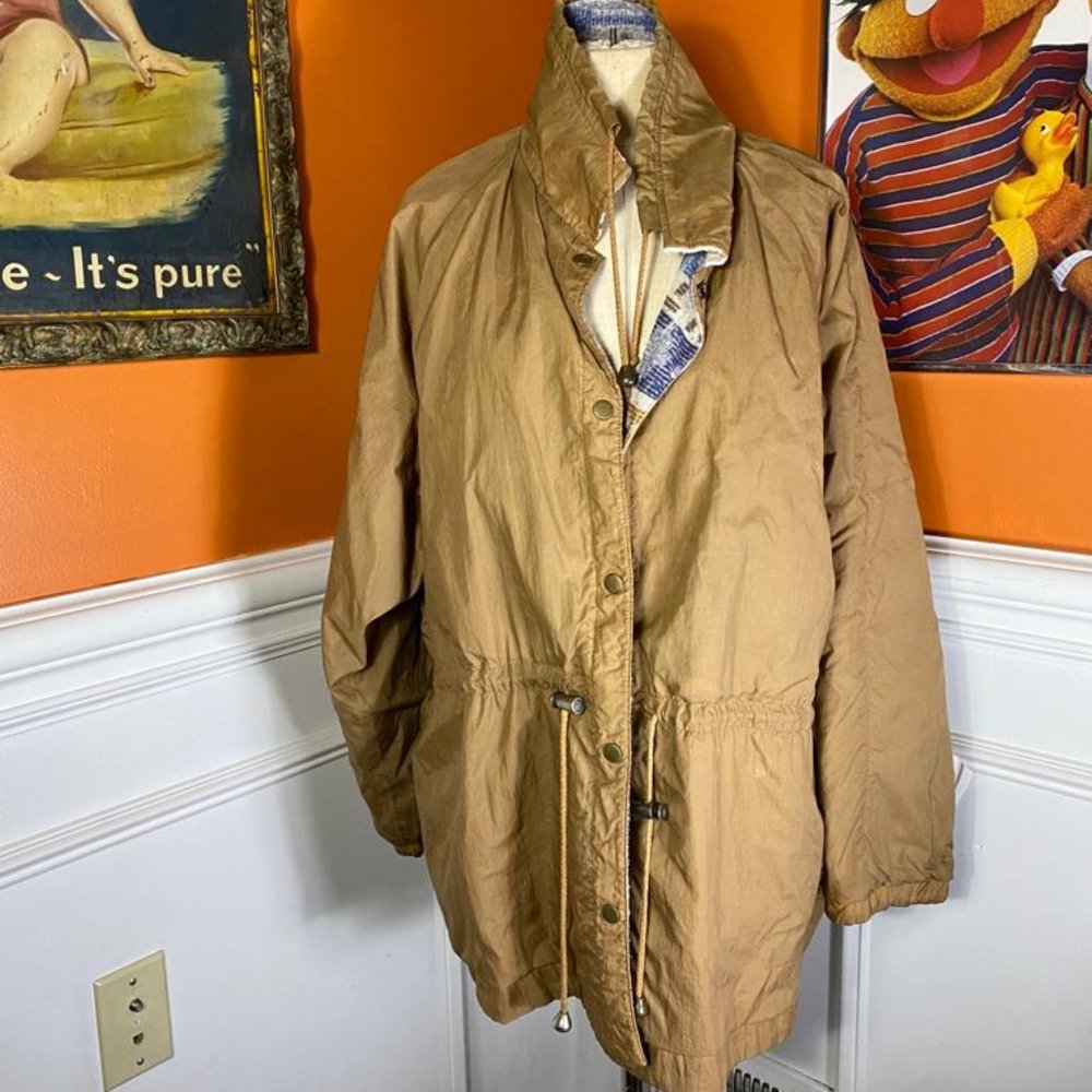 Vintage Aztec Blue Brown Wool Reversible Nykon Jacket Size 1X - 14/16